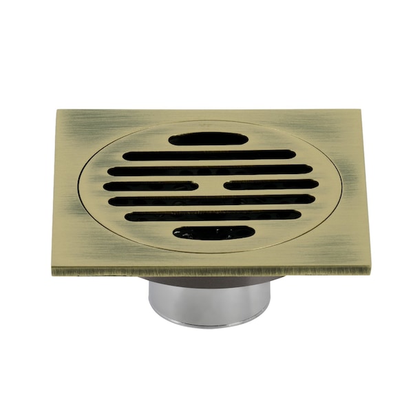 BSF4262AB Watercourse Symmetric 4" Square Grid Shower Drain, Brass